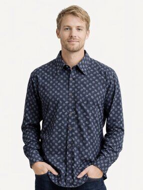 Roar paisley-print navy button-down shirt (L)